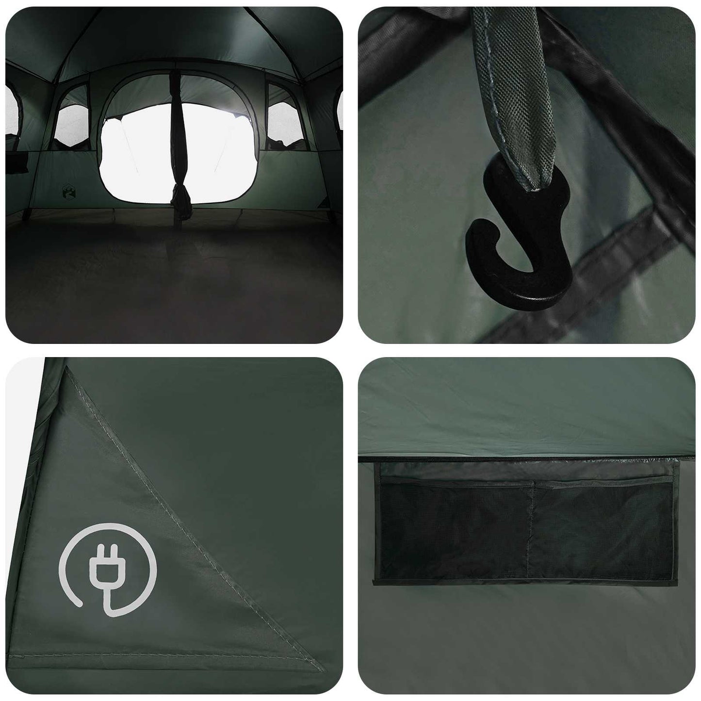 vidaXL Tunnel Tent Army Green 427 x 305 x 205 cm Polyester and Steel
