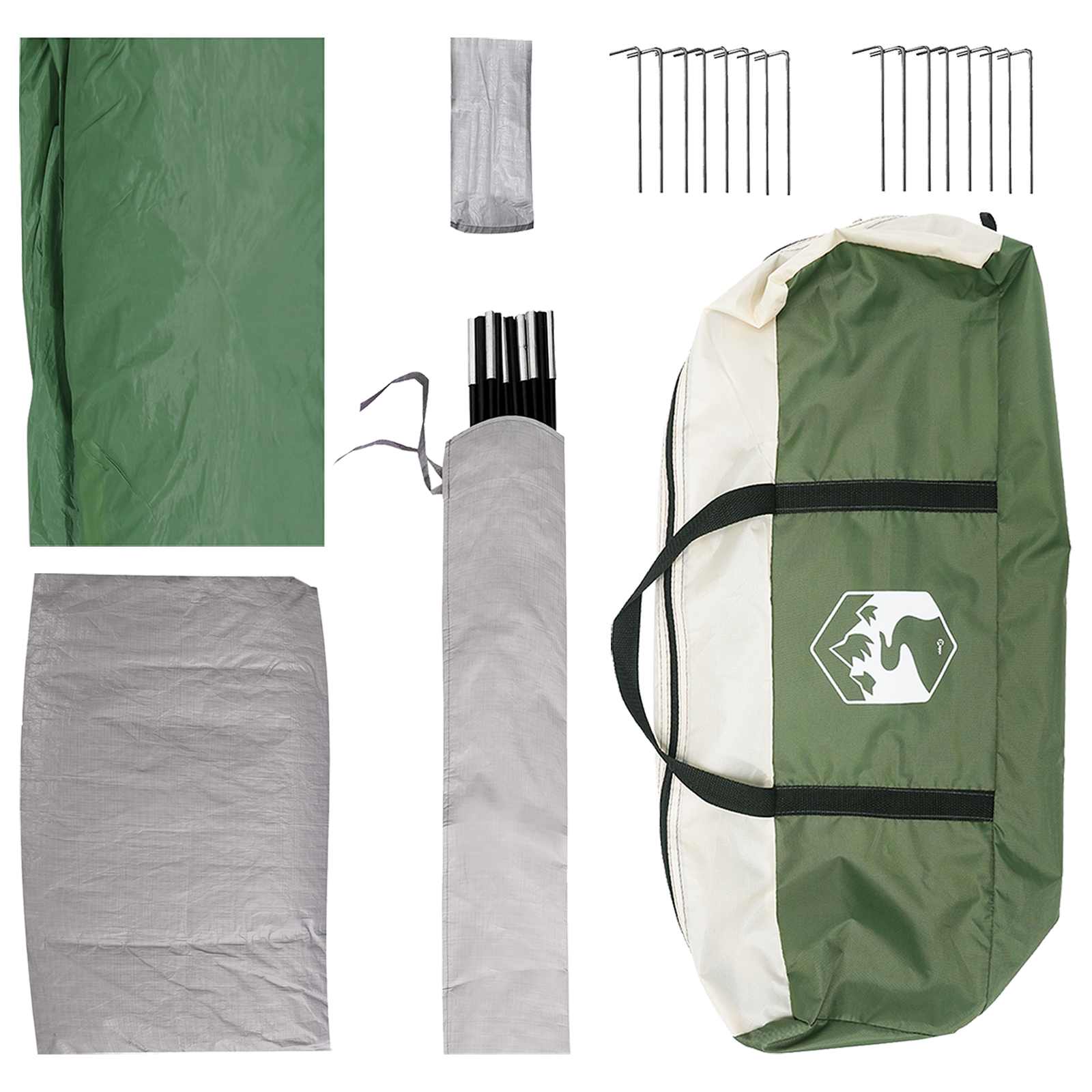 vidaXL Family Tent 487 x 340 x 216 cm Green Polyester and Steel