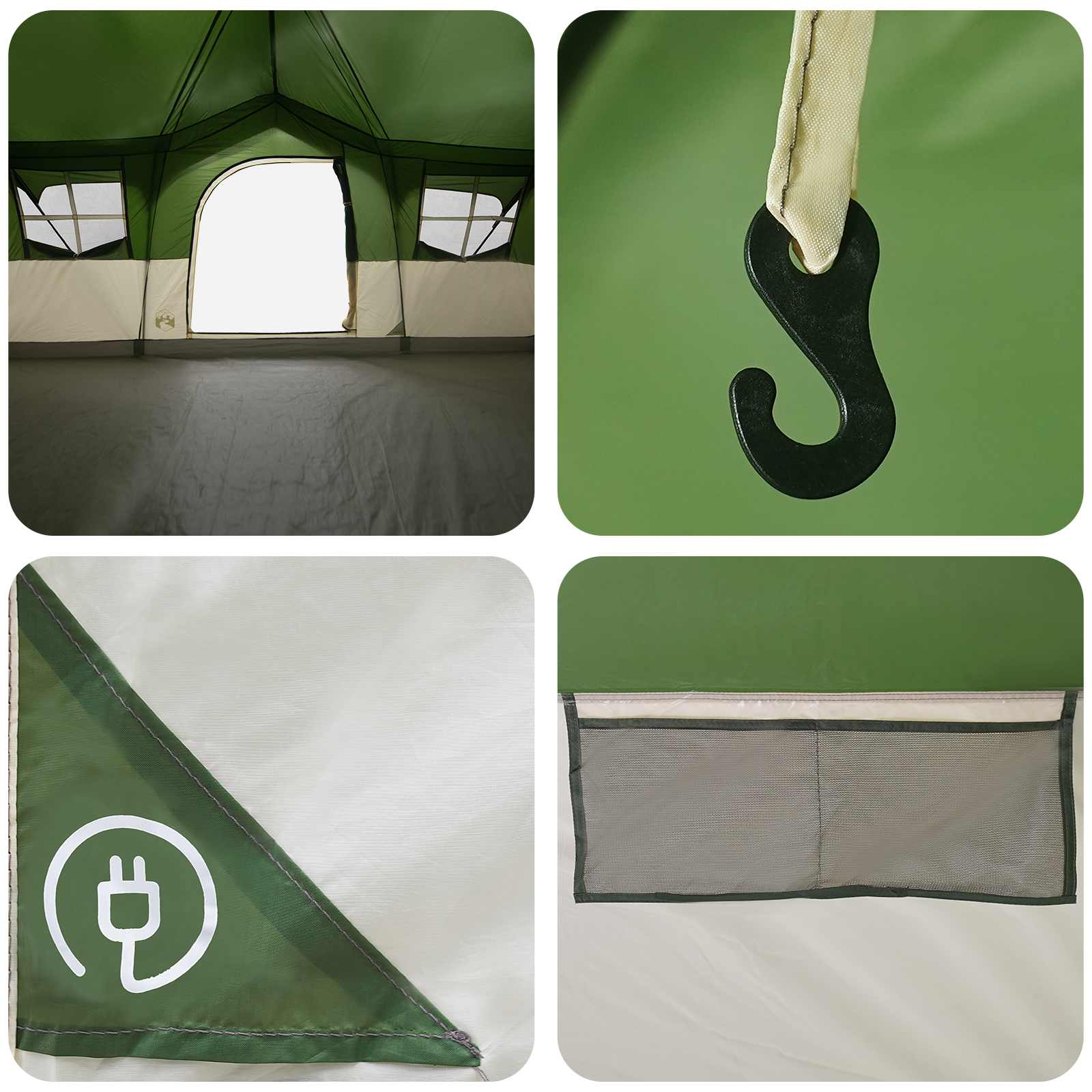 vidaXL Family Tent 487 x 340 x 216 cm Green Polyester and Steel