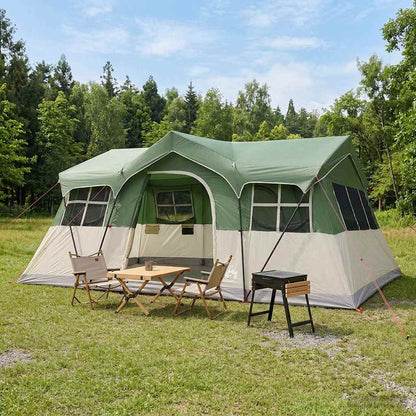 vidaXL Family Tent 487 x 340 x 216 cm Green Polyester and Steel