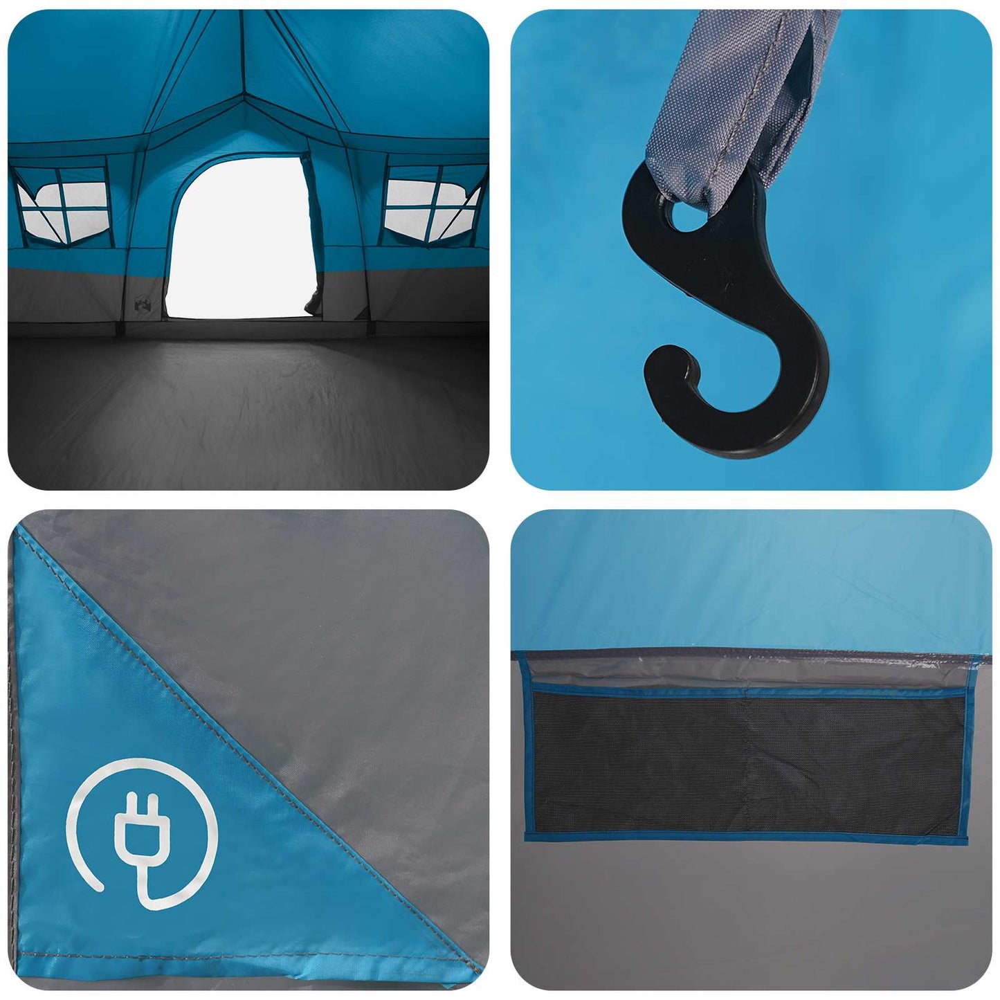 vidaXL Family Tent 487 x 340 x 216 cm Blue Polyester and Steel