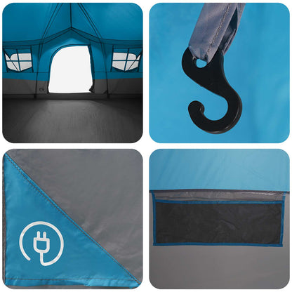 vidaXL Family Tent 487 x 340 x 216 cm Blue Polyester and Steel
