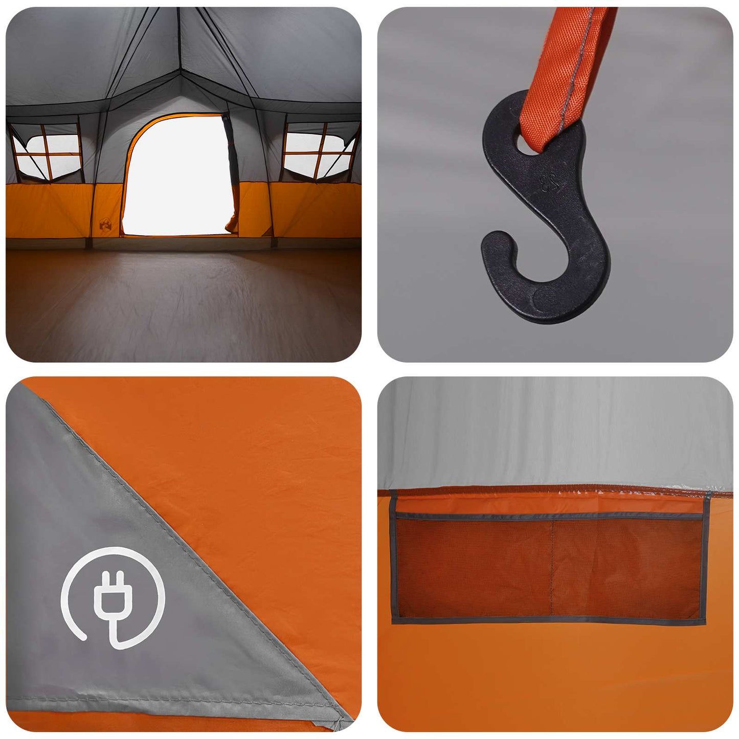vidaXL Family Tent 487 x 340 x 216 cm Grey and Orange