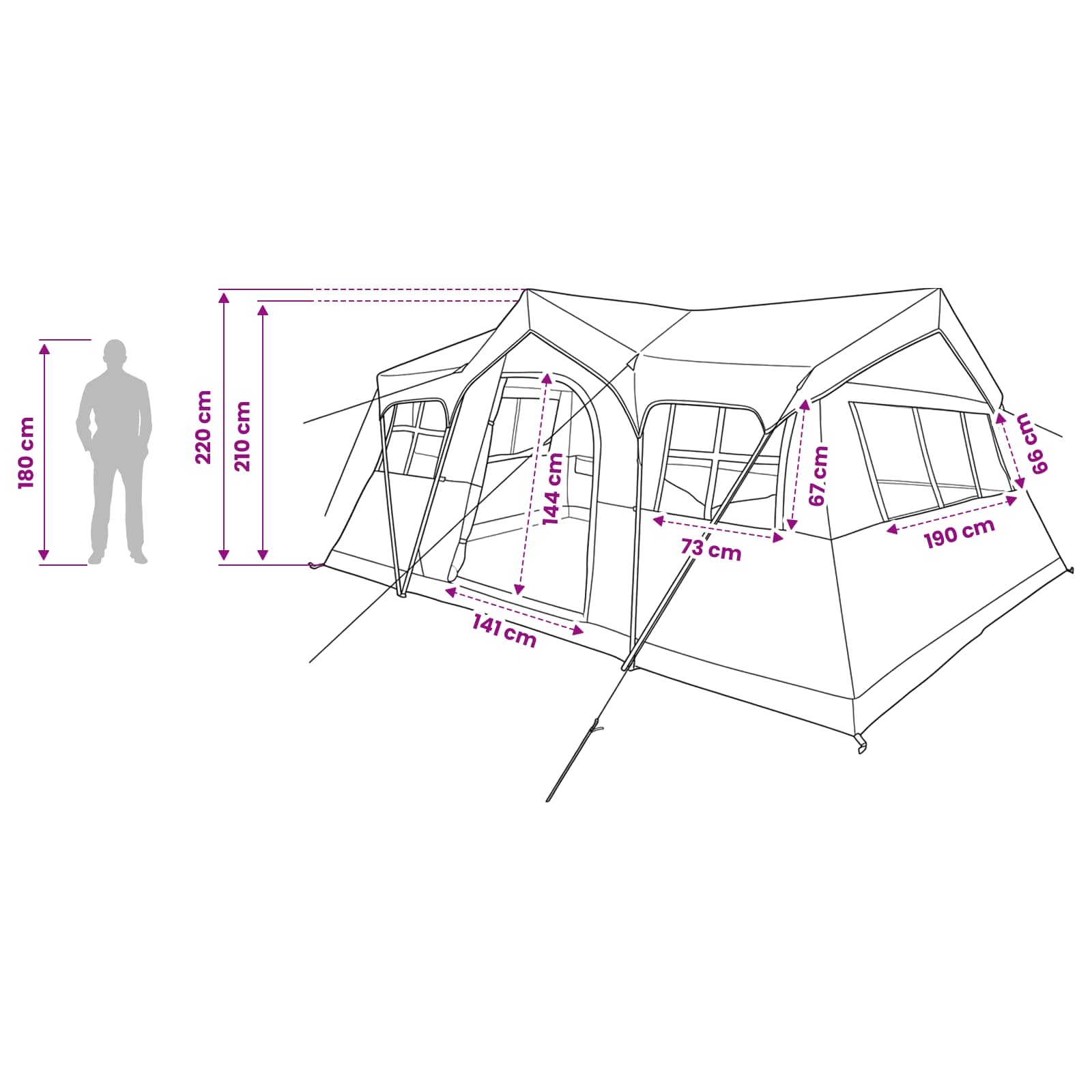 vidaXL Family Tent 487 x 340 x 216 cm Grey and Orange