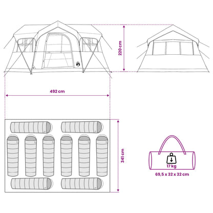 vidaXL Family Tent 487 x 340 x 216 cm Grey and Orange