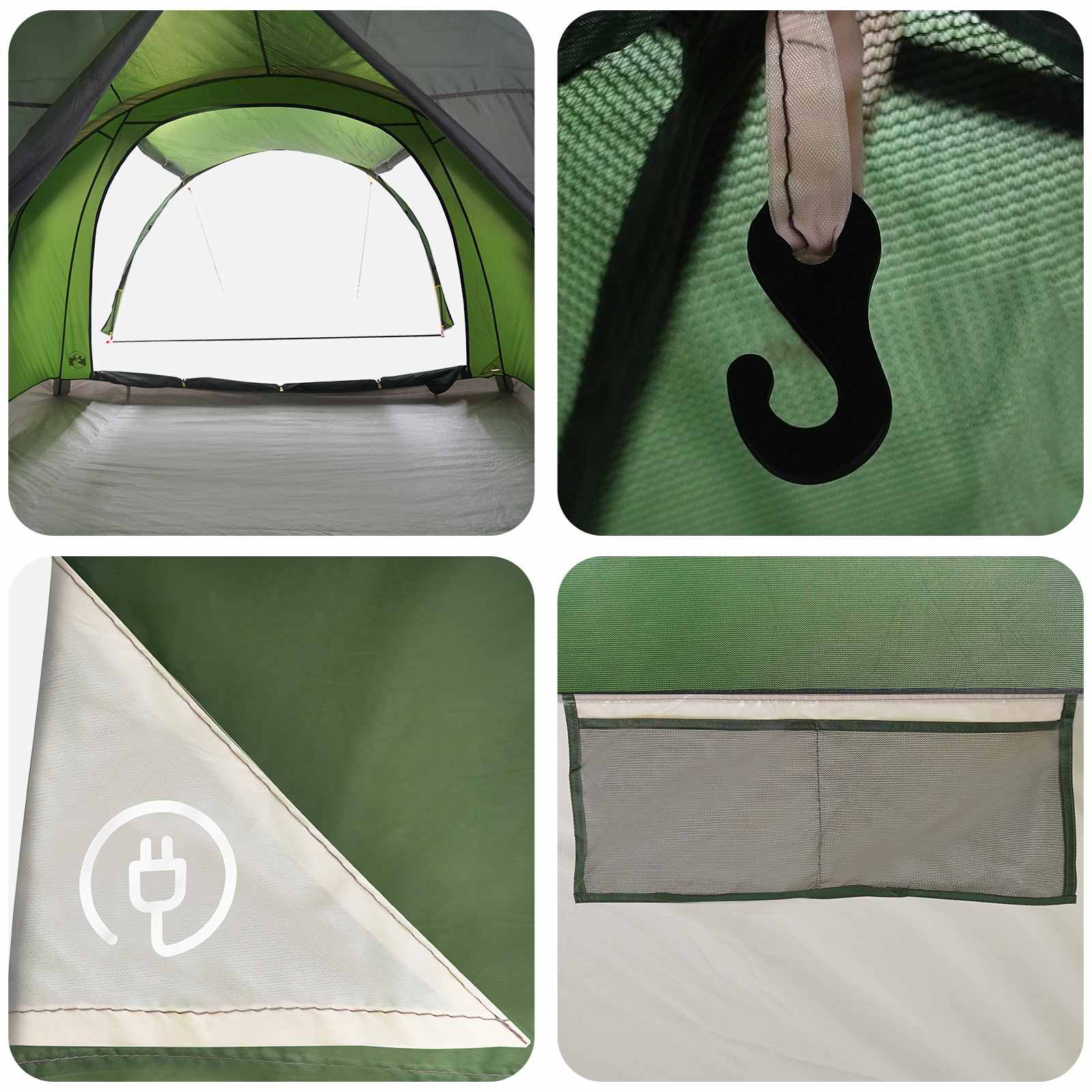 vidaXL Tunnel Tent 370 x 275 x 210 cm Green Polyester and Steel