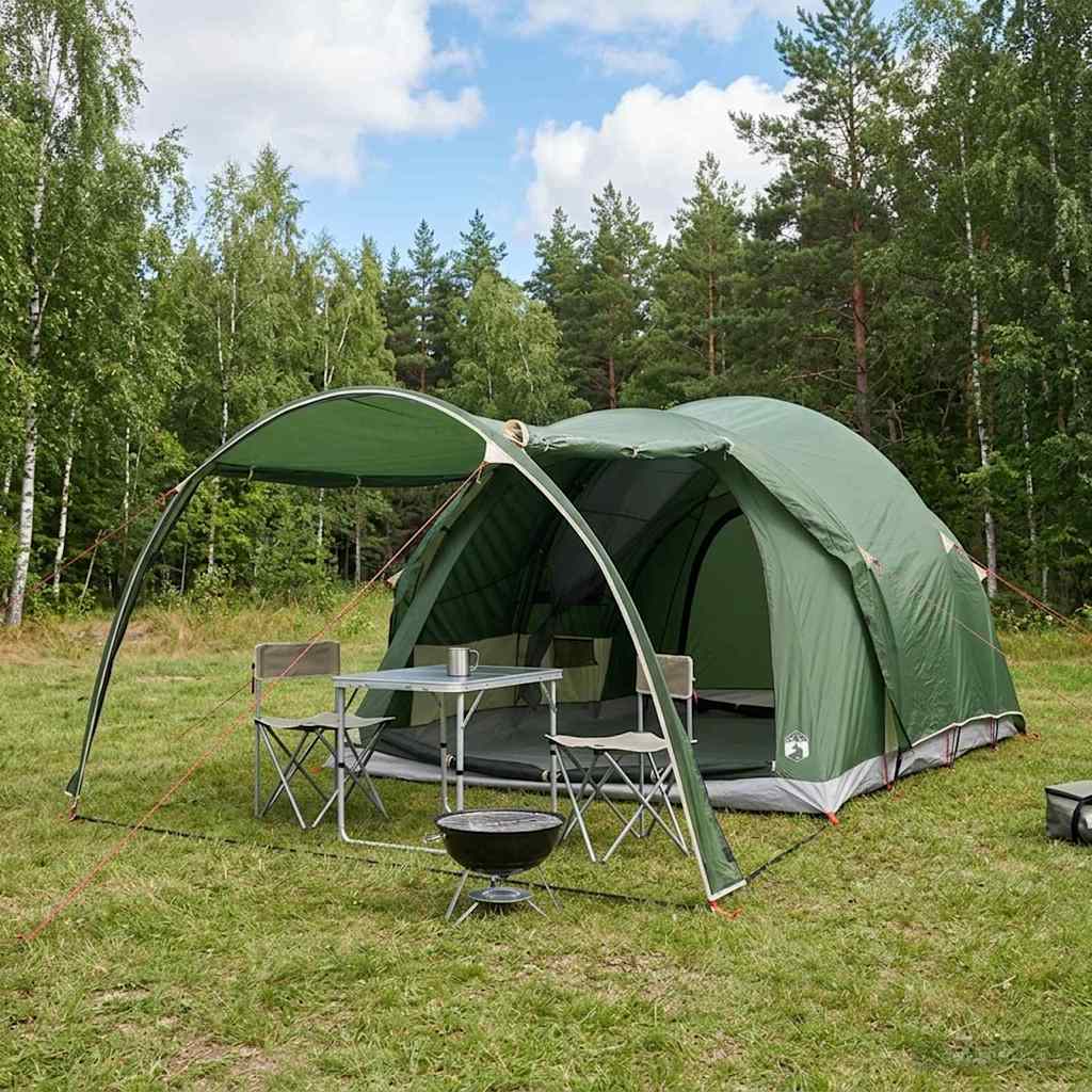 vidaXL Tunnel Tent 370 x 275 x 210 cm Green Polyester and Steel