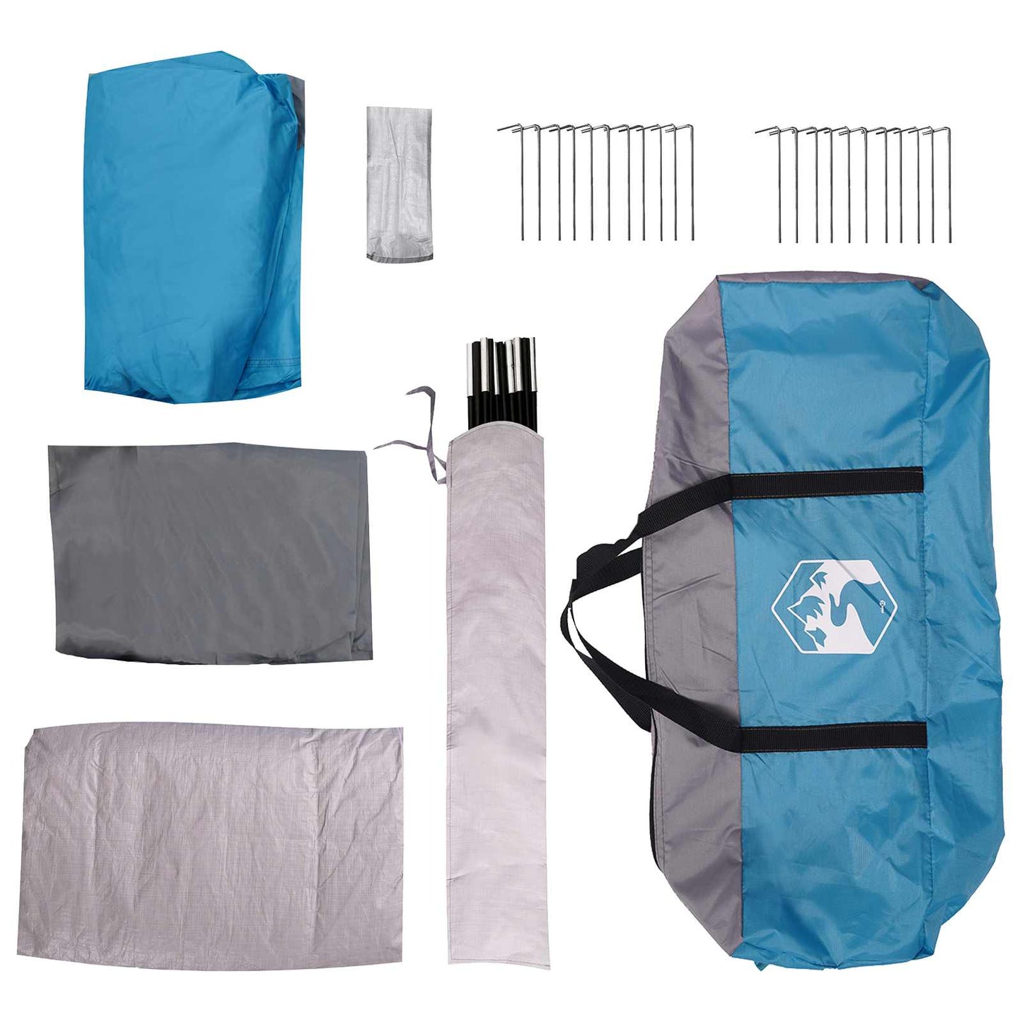 vidaXL Tunnel Tent 370 x 275 x 210 cm Blue Polyester and Steel
