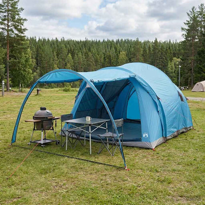 vidaXL Tunnel Tent 370 x 275 x 210 cm Blue Polyester and Steel