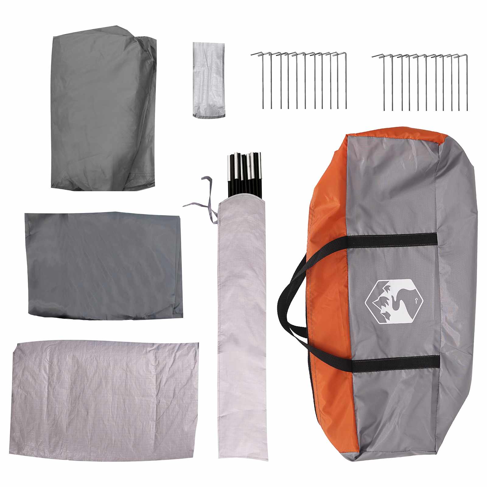 vidaXL Tunnel Tent 370 x 275 x 210 cm Grey and Orange