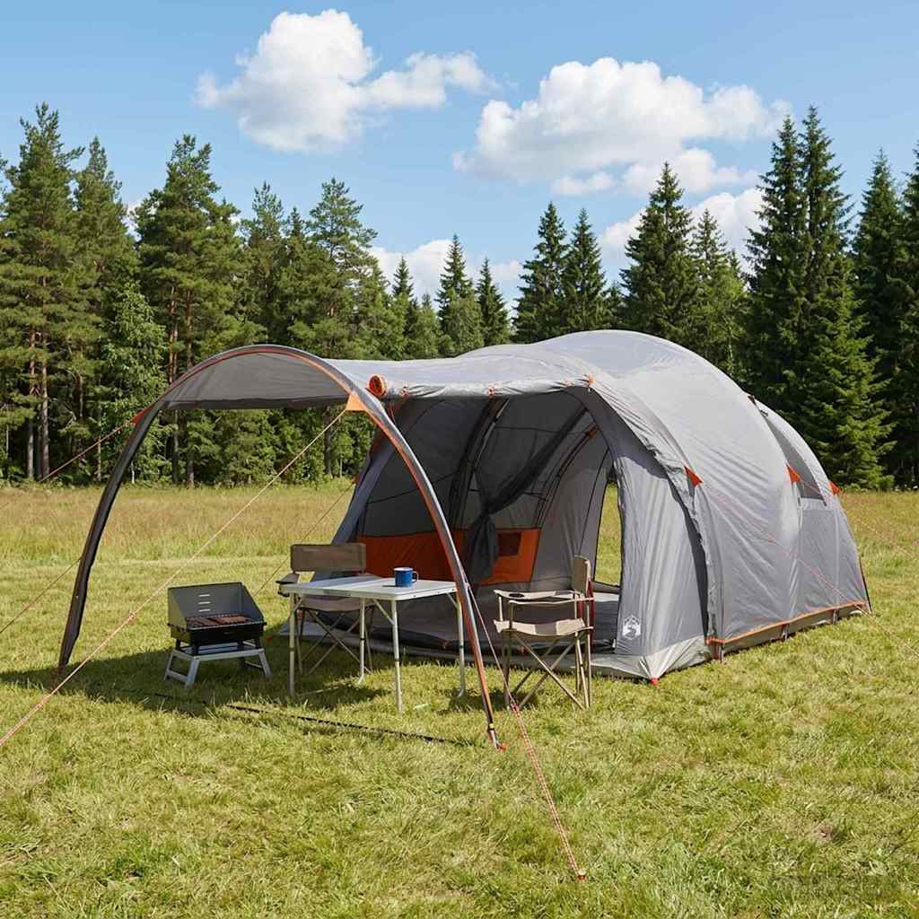 vidaXL Tunnel Tent 370 x 275 x 210 cm Grey and Orange