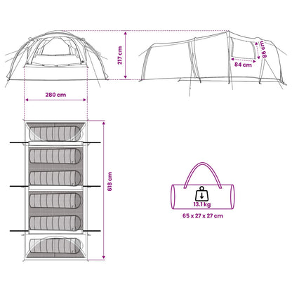 vidaXL Tunnel Tent 370 x 275 x 210 cm Grey and Orange