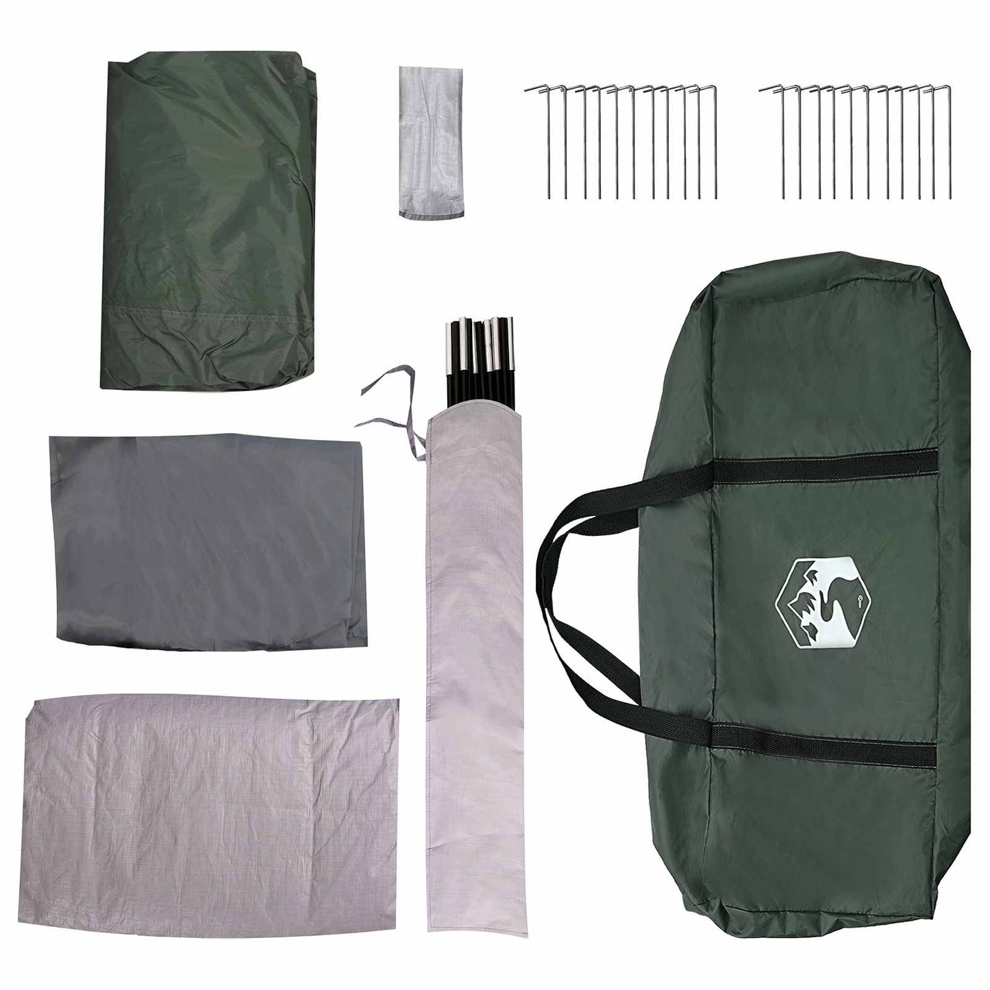 vidaXL Tunnel Tent 370 x 275 x 210 cm Army Green Polyester and Steel