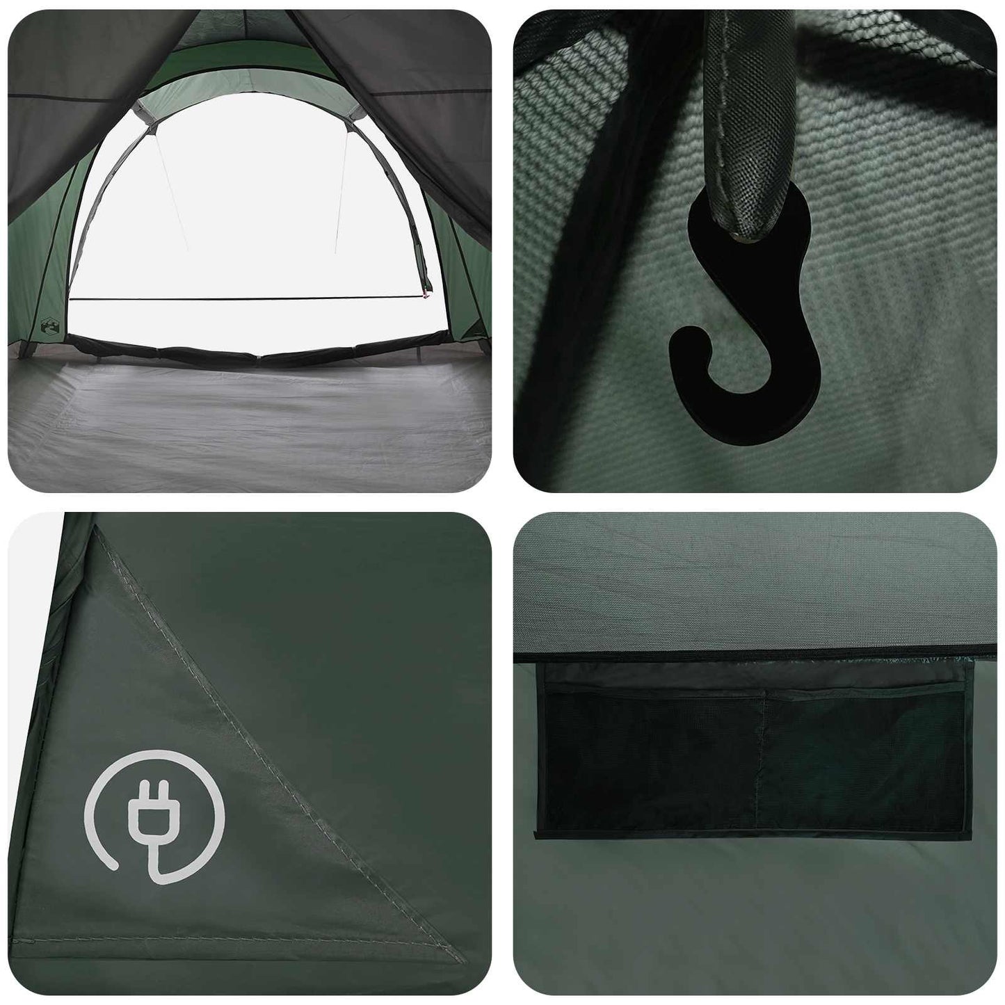 vidaXL Tunnel Tent 370 x 275 x 210 cm Army Green Polyester and Steel
