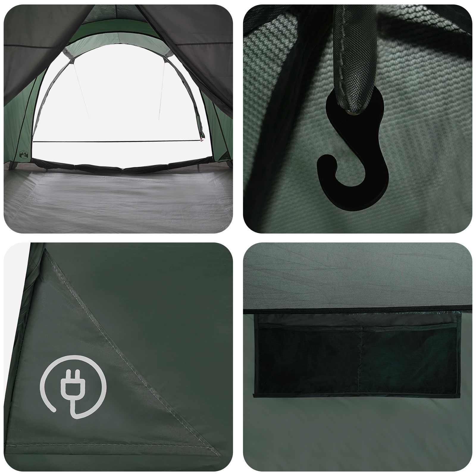vidaXL Tunnel Tent 370 x 275 x 210 cm Army Green Polyester and Steel