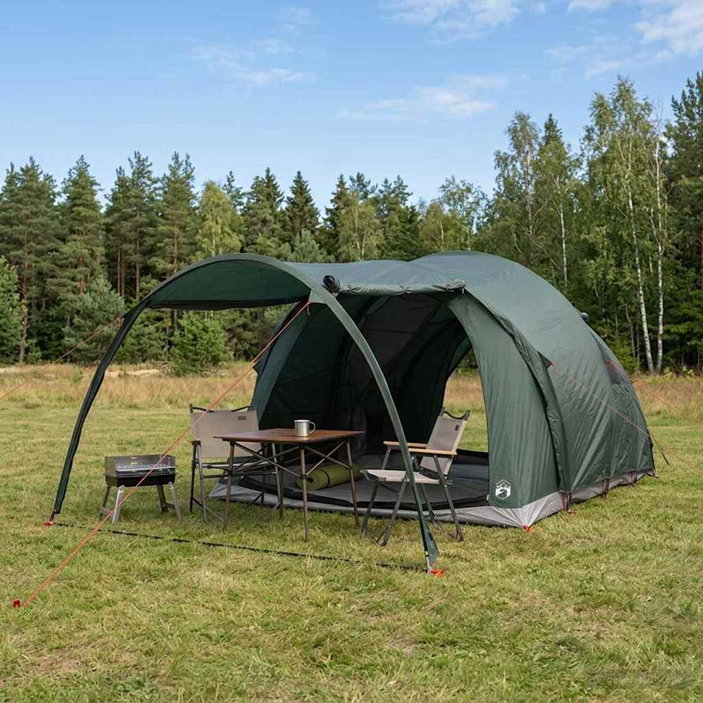 vidaXL Tunnel Tent 370 x 275 x 210 cm Army Green Polyester and Steel