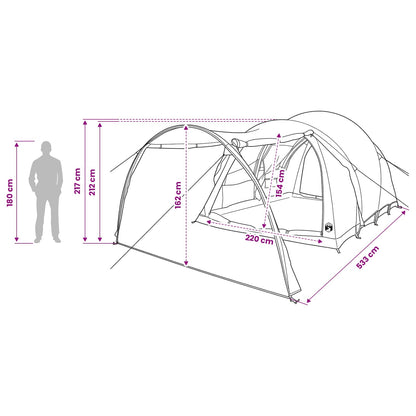 vidaXL Tunnel Tent 370 x 275 x 210 cm Army Green Polyester and Steel