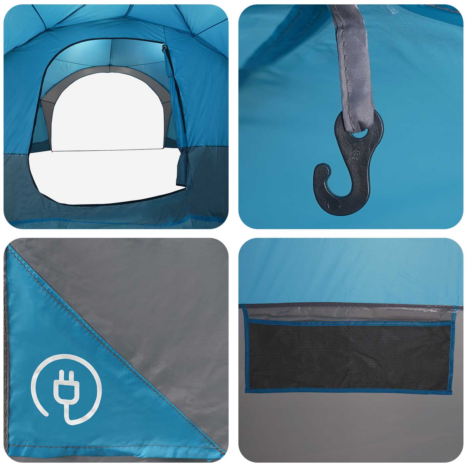 vidaXL Side Tent with Roof Blue 410 x 410 x 250 cm Polyester and Steel
