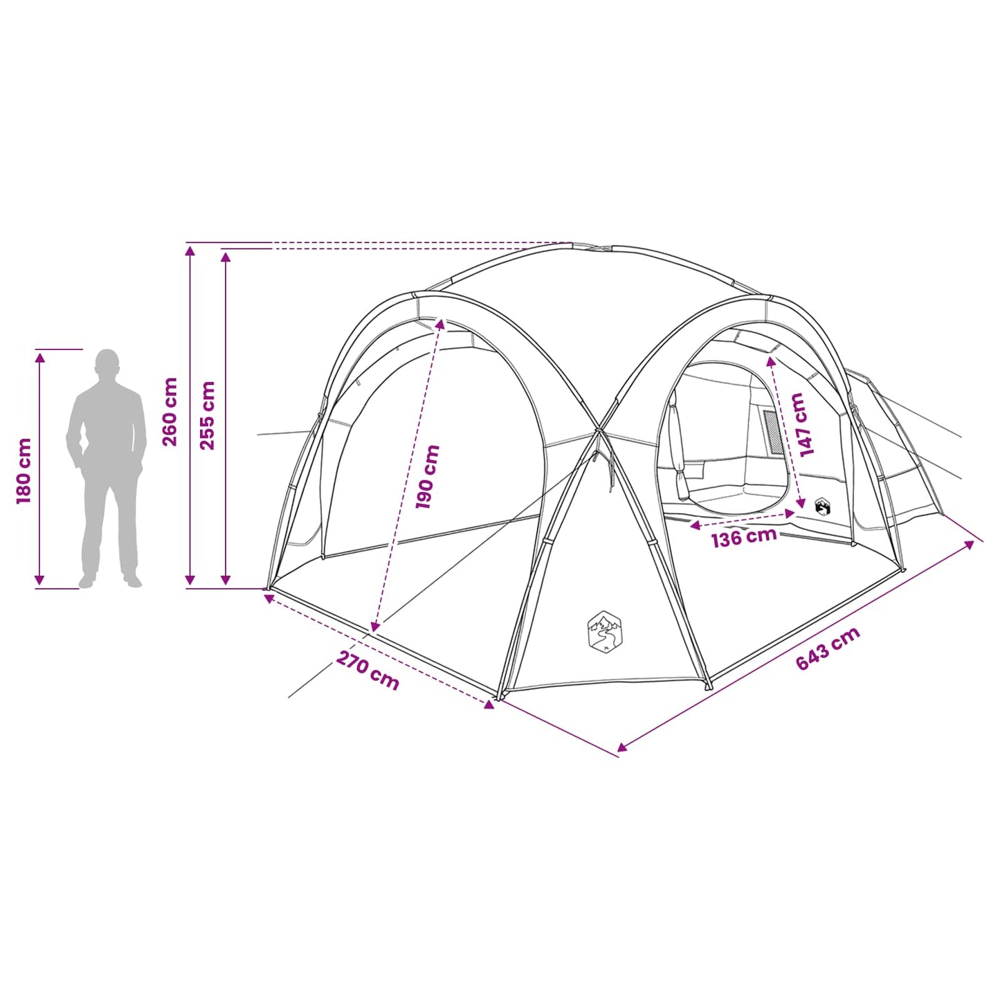 vidaXL Side Tent with Roof Grey and Orange 410 x 410 x 250 cm