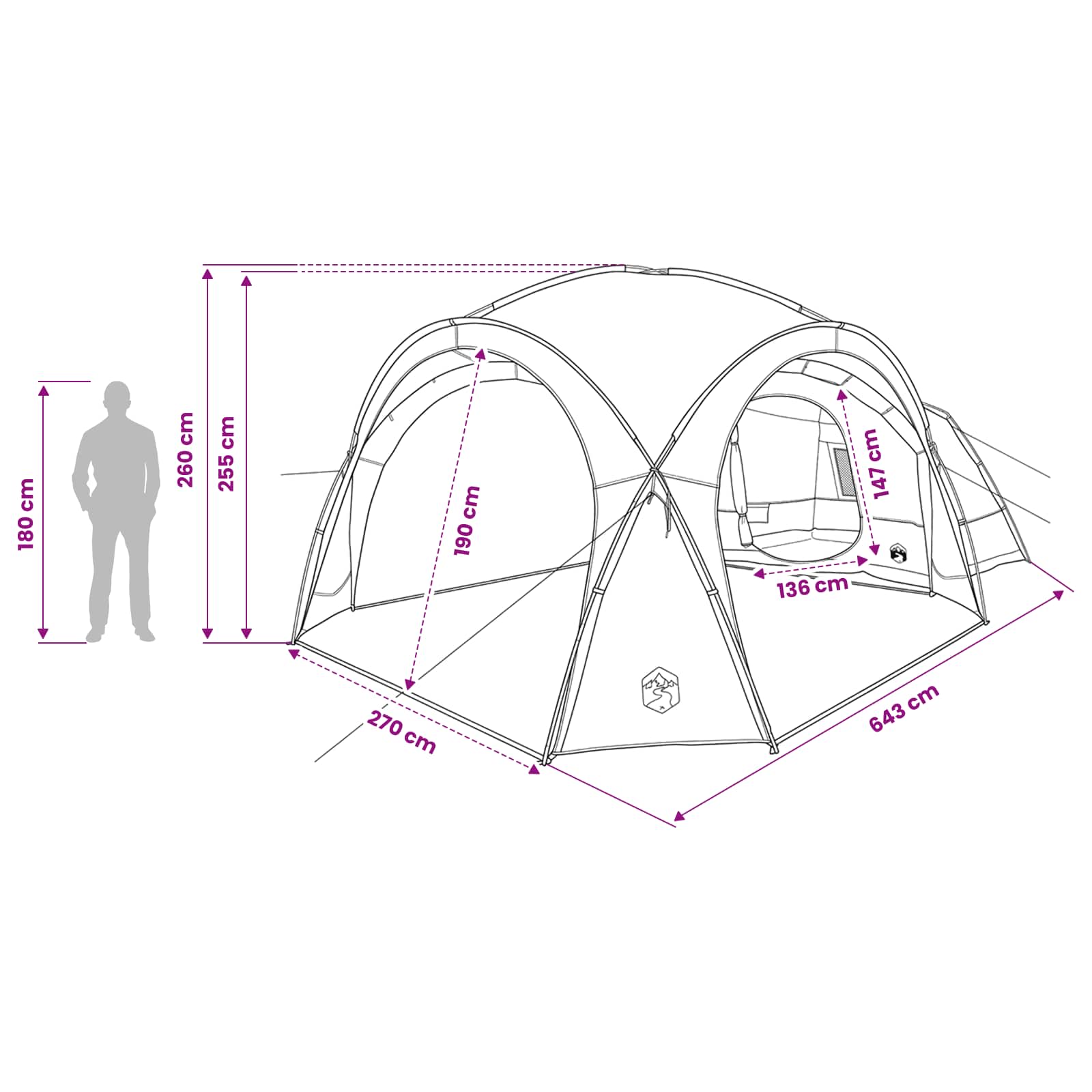 vidaXL Side Tent with Roof Grey and Orange 410 x 410 x 250 cm