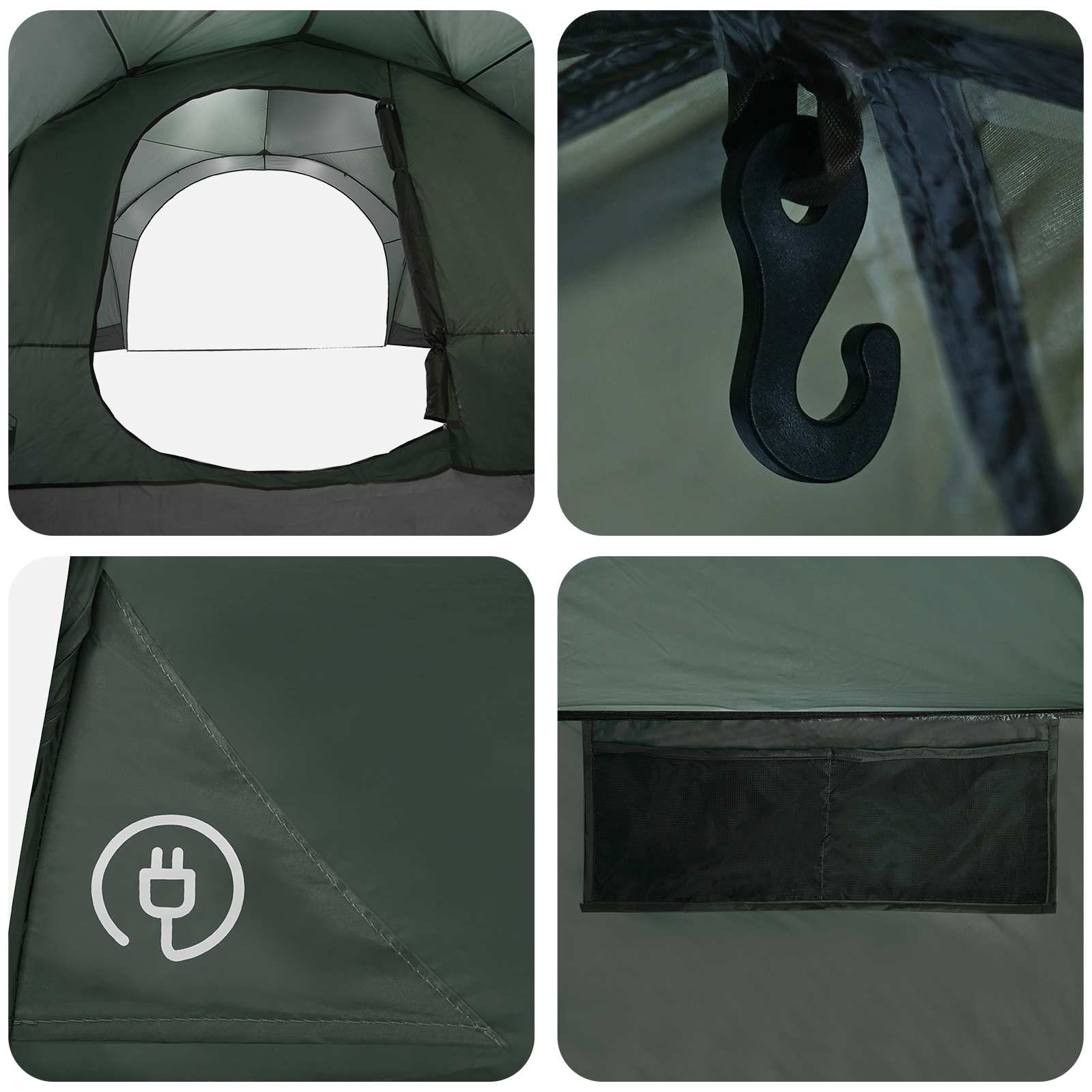 vidaXL Side Tent Army Green 410 x 410 x 250 cm Polyester and Steel