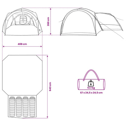 vidaXL Side Tent Army Green 410 x 410 x 250 cm Polyester and Steel