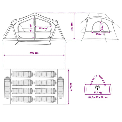 vidaXL Cabin Tent with Roof Grey and Orange 480 x 273 x 205 cm