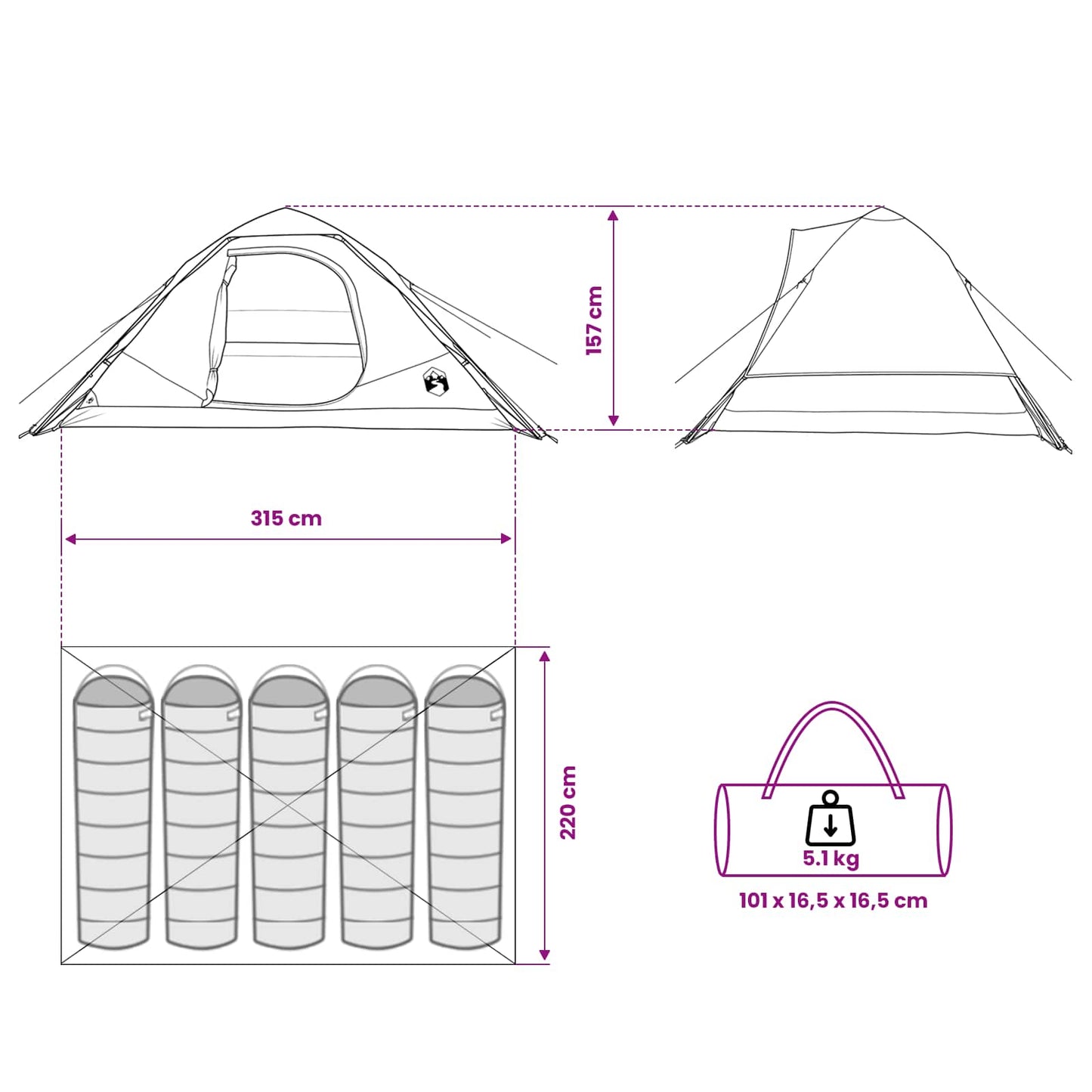 vidaXL Instant Tent Blue 305 x 215 x 140 cm Polyester and Steel