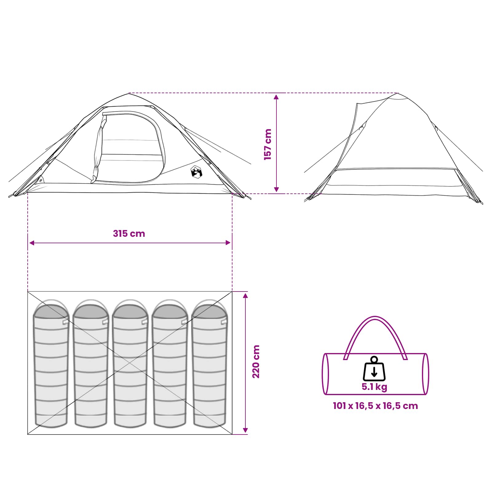 vidaXL Instant Tent with Roof Grey and Orange 305 x 215 x 140 cm