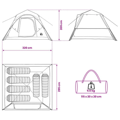 vidaXL Instant Tent Green 305 x 275 x 190 cm Polyester and Steel