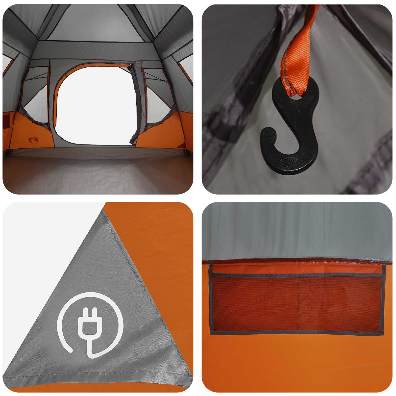 vidaXL Instant Tent with Roof Grey and Orange 305 x 275 x 190 cm