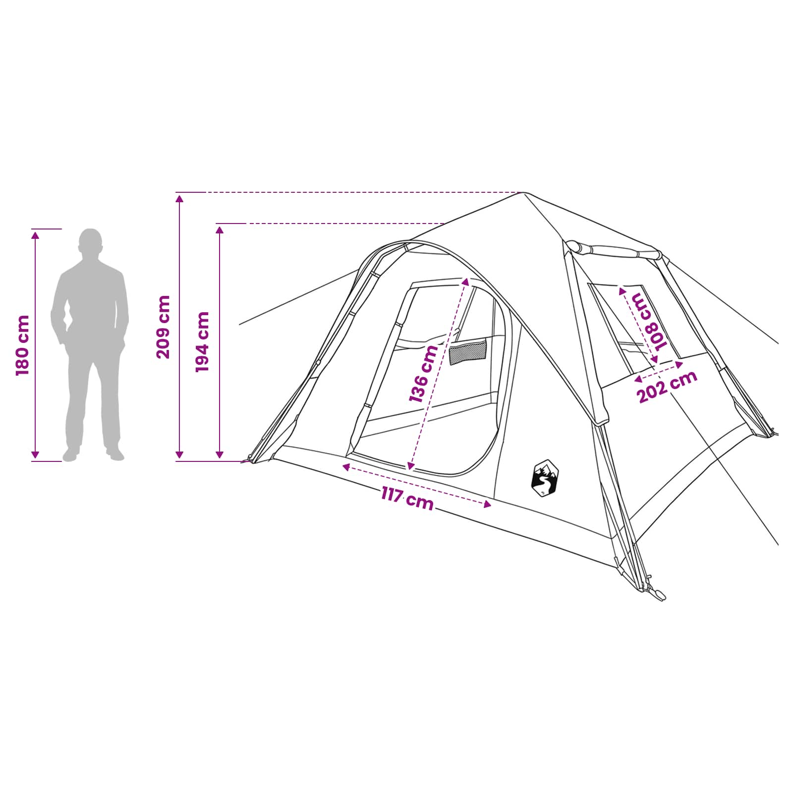 vidaXL Instant Tent with Roof Grey and Orange 305 x 275 x 190 cm