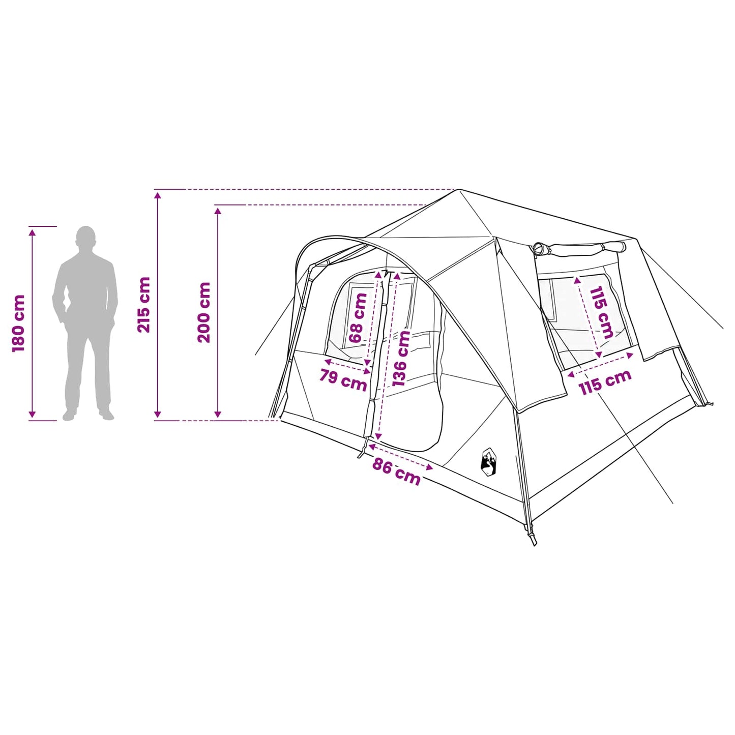 vidaXL Instant Tent Army Green 365 x 380 x 200 cm Polyester and Steel