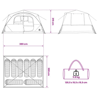 vidaXL Instant Tent Army Green 365 x 380 x 200 cm Polyester and Steel