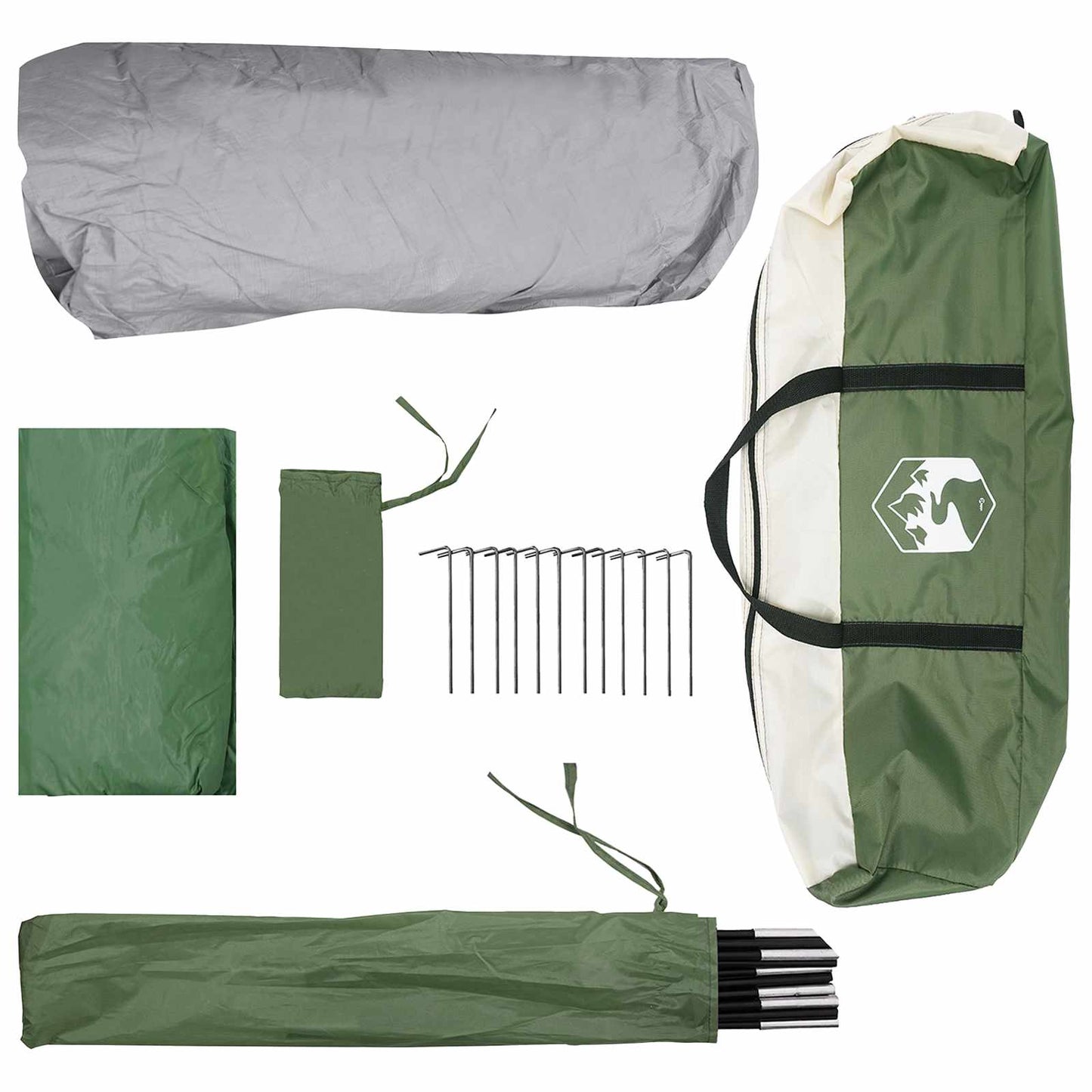 vidaXL Instant Tent 10-Person Green Polyester and Steel - 365 x 280 x 200 cm