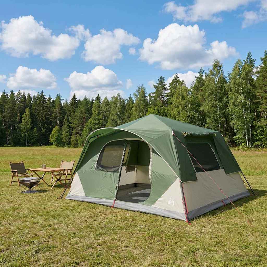 vidaXL Instant Tent 10-Person Green Polyester and Steel - 365 x 280 x 200 cm