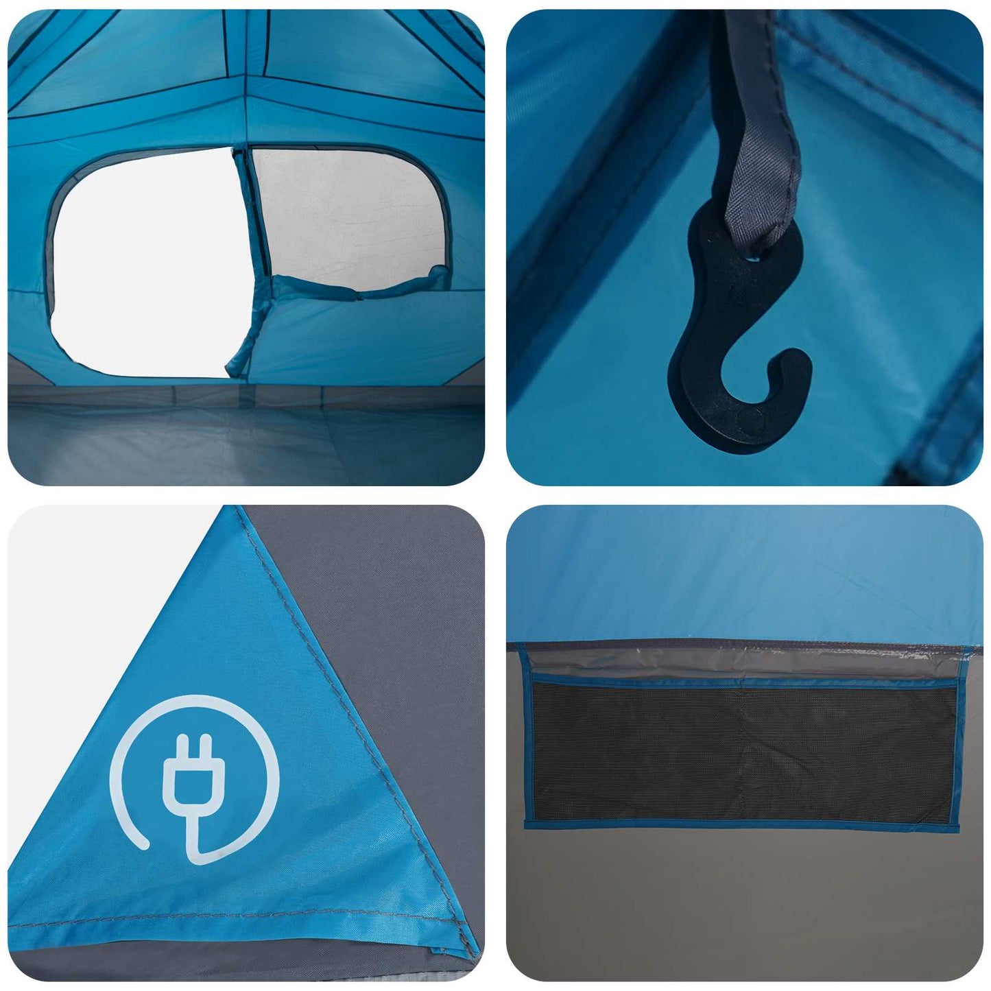 vidaXL Instant Tent 10-Person Blue Polyester and Steel - 365 x 280 x 200 cm