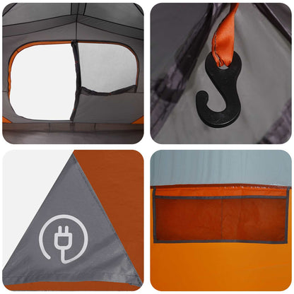 vidaXL Instant Tent 10-Person Grey and Orange Polyester and Steel - 365 x 280 x 200 cm