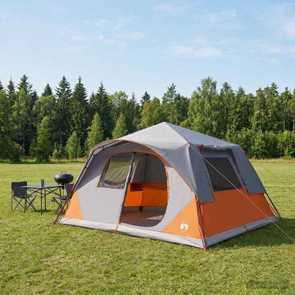 vidaXL Instant Tent 10-Person Grey and Orange Polyester and Steel - 365 x 280 x 200 cm