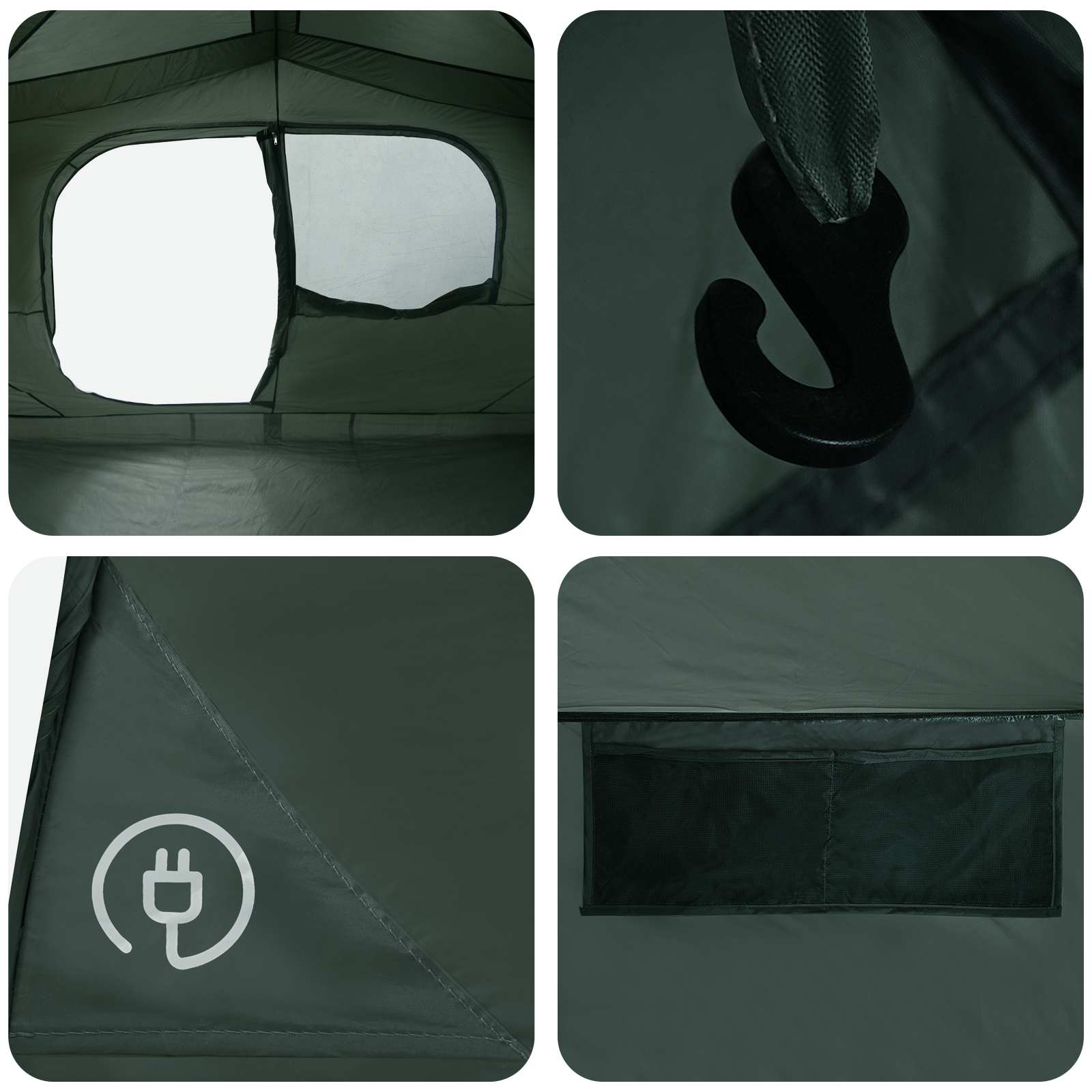 vidaXL Instant Tent 10-Person Army Green Polyester and Steel - 365 x 280 x 200 cm