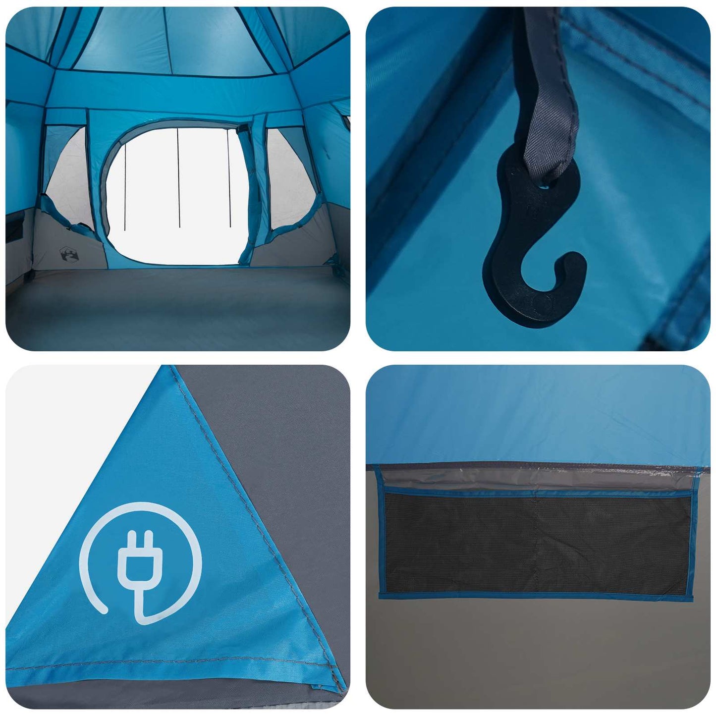 vidaXL Family Tent Blue 305 x 275 x 190 cm Polyester and Steel