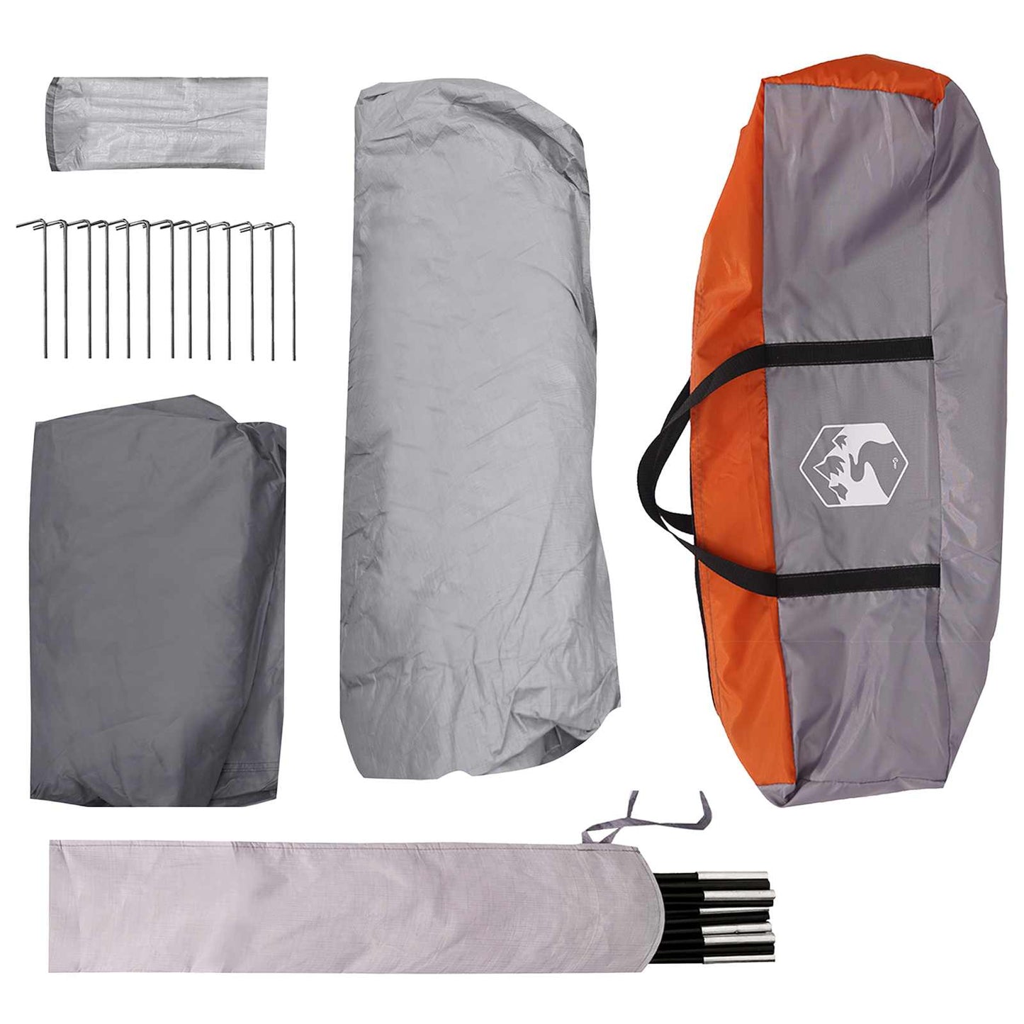 vidaXL Family Tent with Roof Grey and Orange 305 x 275 x 190 cm