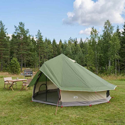 vidaXL Tipi Tent 18-Person Green Polyester and Steel - 700 x 700 x 395 cm