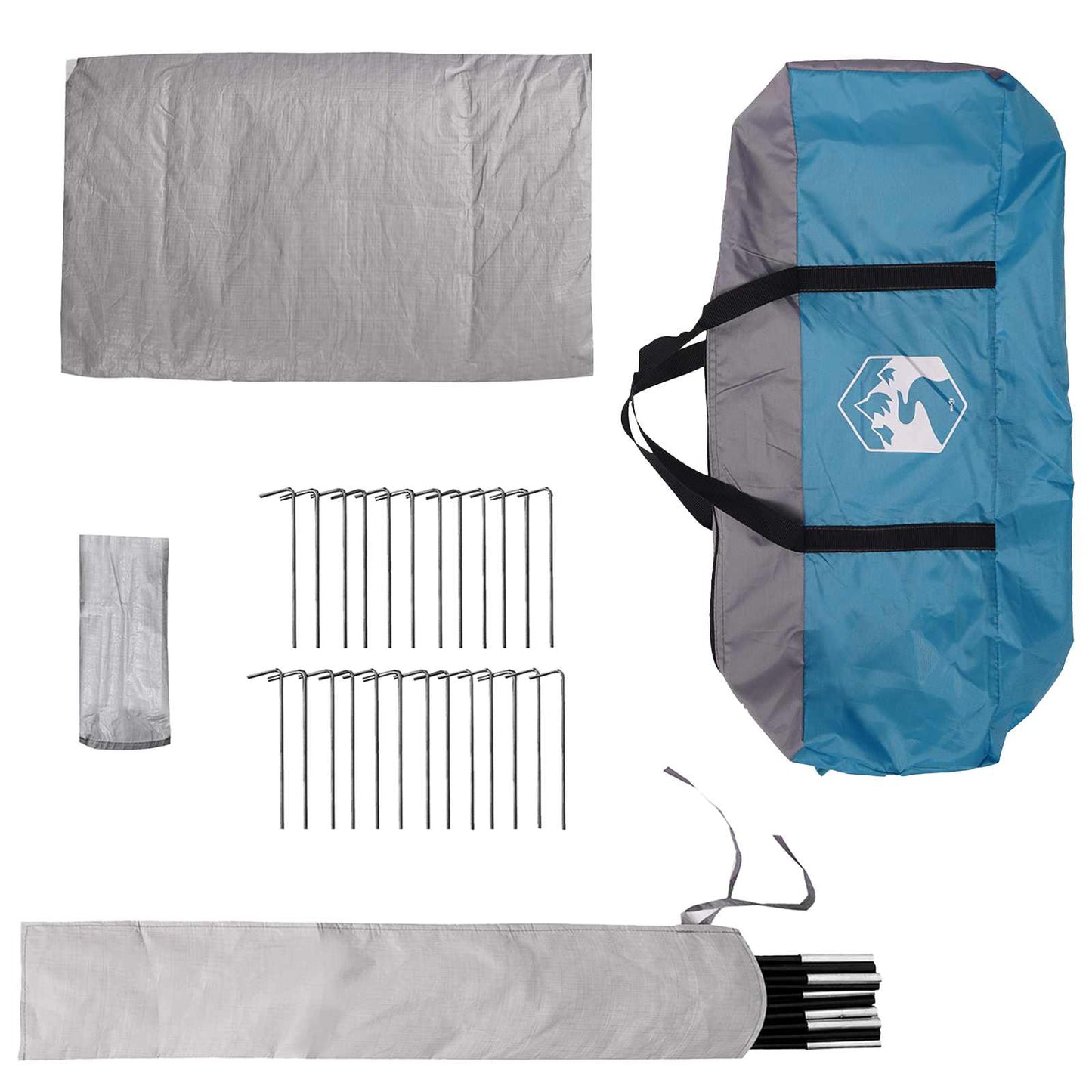 vidaXL Tipi Tent 18-Person Blue Polyester and Steel - 700 x 700 x 395 cm