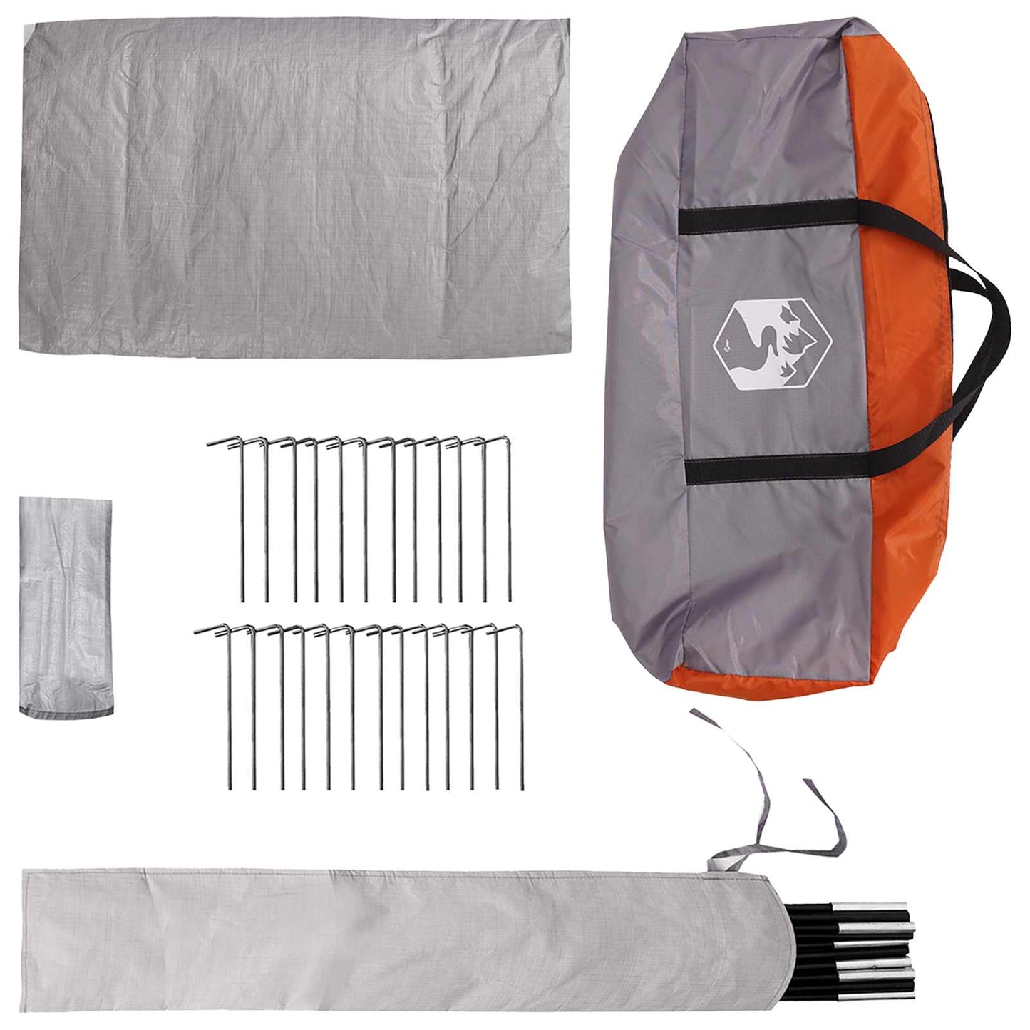 vidaXL Tipi Tent 18-Person Grey and Orange Polyester and Steel - 700 x 700 x 395 cm