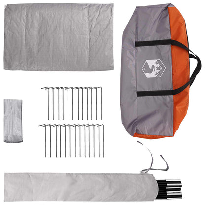 vidaXL Tipi Tent 18-Person Grey and Orange Polyester and Steel - 700 x 700 x 395 cm