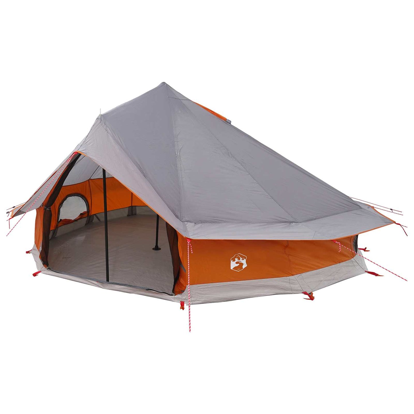vidaXL Tipi Tent 18-Person Grey and Orange Polyester and Steel - 700 x 700 x 395 cm