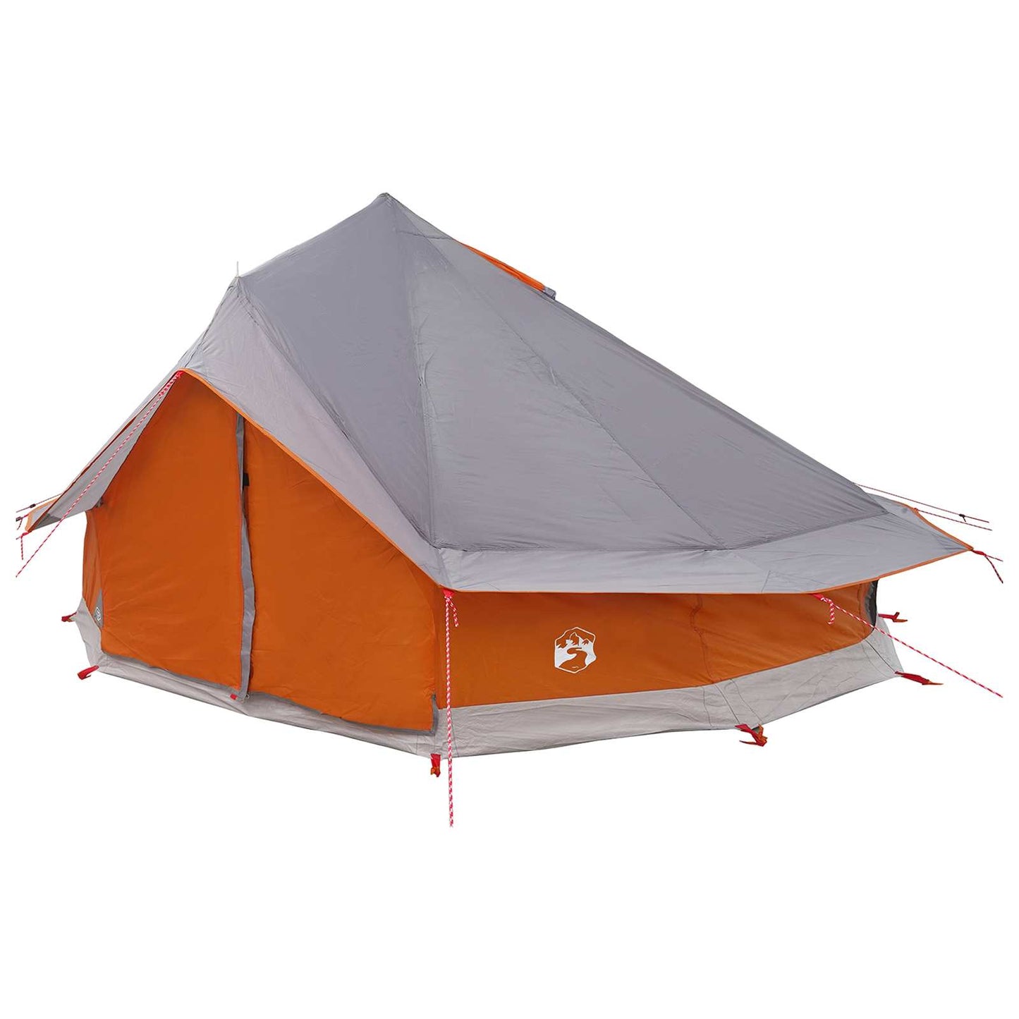 vidaXL Tipi Tent 18-Person Grey and Orange Polyester and Steel - 700 x 700 x 395 cm