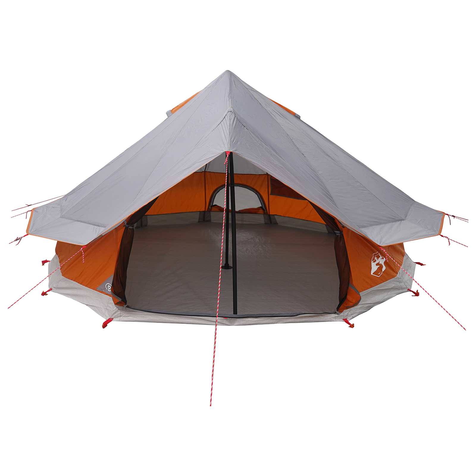 vidaXL Tipi Tent 18-Person Grey and Orange Polyester and Steel - 700 x 700 x 395 cm