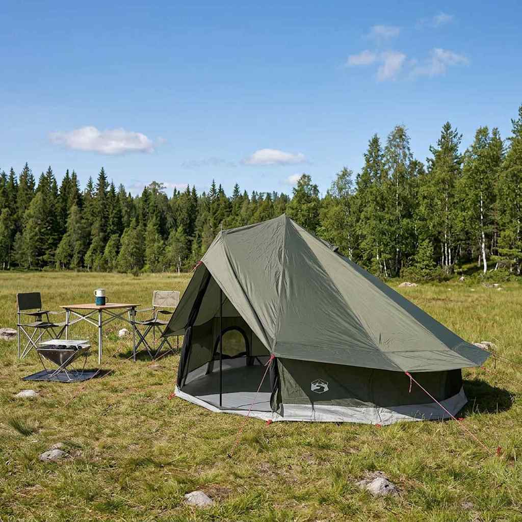 vidaXL Tipi Tent 18-Person Army Green Polyester and Steel - 700 x 700 x 395 cm